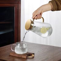 Carafe à eau froide en verre borosilicate transparent pour la maison, design à motif vertical, pour le salon, théière à infusion