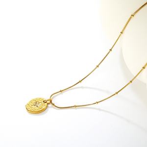 Collar chapado en oro de 18 quilates con colgante de estrella, moneda y circonita geométrica, cadena de cuerda moderna de acero inoxidable, joyería para mujer - Product Image 3