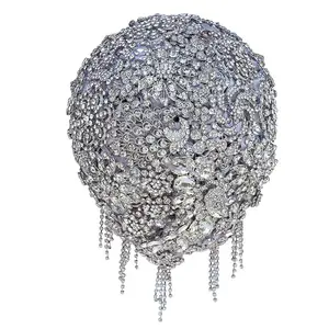 Strass di lusso con nappine artificiali damigella nuziale Bouquet di cristallo a goccia fiori nuziali diamanti gioielli decorazioni