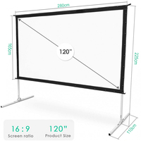 Écran de projection portable 16:9 pour extérieur, pliage rapide, avant et arrière, 120'', cadre en aluminium PVC, étui de transport