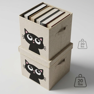 Contenedores de Almacenamiento Resistentes para Gatos - 100% Inodoros y Sin Deformaciones - Contenedores Cúbicos de Tela de Lino Reforzada con Tapas y Asas - Adorable Organizador de Armario - Product Image 5
