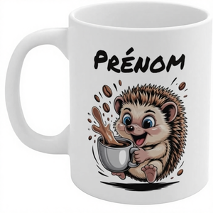Taza de Café Personalizada Clásica Teecustom con Diseño de <span class=keywords><strong>Erizo</strong></span> - Reutilizable, Linda y Energética con Nombre - Apta para Microondas, Regalo - Product Image 1