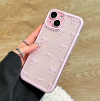 Coque Souple Transparente Colorée avec Nœud Papillon Style Mignon pour iPhone 15 11 12 13 14 16 17 Pro Max XS X XR 7 8 Plus Housse de Protection Rose Bleue