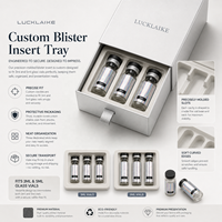 Boîte à tiroir rigide pour emballage de flacons de sérum de soin de la peau 3ml 10ml, avec autocollant holographique brillant personnalisé et étiquette privée