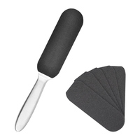 Pédicure Soins des pieds Manche en métal Pied et grossier de fin pour les limes de recharge Grit Grain de ponçage Râpe en tissu Outil de soin des pieds double face