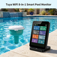 Medidor de Cloro, pH y ORP Digital 8 en 1 con WiFi Automático para Piscinas, Boya Flotante para Monitoreo de Calidad del Agua en Tiempo Real