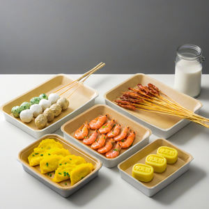 Barquettes alimentaires jetables personnalisées en papier kraft de qualité alimentaire pour frites, poulet et salades à emporter - Product Image 1