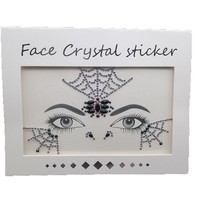 Autocollants adhésifs pour le visage, bijoux de visage, strass d'Halloween, rouge et noir gothique, maquillage, motif toile d'araignée, temporaires