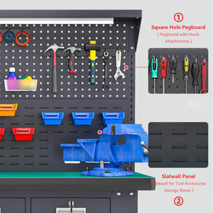 <span class=keywords><strong>Banco</strong></span> <span class=keywords><strong>de</strong></span> <span class=keywords><strong>Trabajo</strong></span> <span class=keywords><strong>de</strong></span> Acero Metálico para Taller, Organizador Industrial para Mecánicos, Almacenamiento para Garaje, Cajones Resistentes, Armarios para <span class=keywords><strong>Herramientas</strong></span> <span class=keywords><strong>con</strong></span> Mesa <span class=keywords><strong>de</strong></span> Madera - Product Image 4