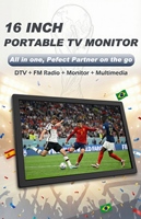 Téléviseur intelligent portable Android LED 15,4 pouces 16:9 HD 300cd/m² avec tuner DVB-T2 ATSC ISDB pour regarder des matchs de football en extérieur