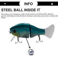 Prêt à expédier 2 appâts de réveil articulés 12.5cm 45g appâts de glisse à lèvres avec queue souple en matériau PVC