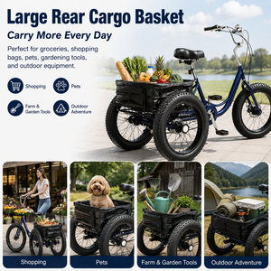 Triciclo da Carico a Pedali con Grande Portapacchi Posteriore Aperto per Consegne, Trasporto Urbano e Shopping - Product Image 5