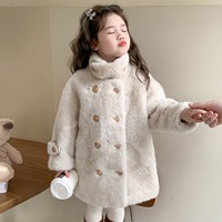 Manteau mi-long en fausse fourrure pour filles, style célébrité internet, nouvelle collection hiver 2026, tendance, en coton, pour enfants