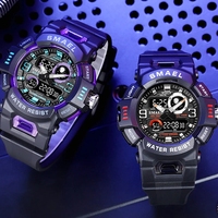 Jam Tangan Sport Smael 8063 Model Terbaru Layar Ganda Digital Pria Tahan Air Kasual Quartz Alarm