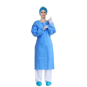 Vestido de isolamento cirúrgico ASTM LEVEL 1 2 3 Vestido cirúrgico descartável estéril Sms Vestido cirúrgico tecido fornecedores médicos Hubei