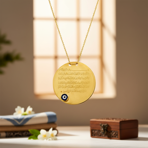 Colliers islamiques, à breloques du mauvais œil, en or massif 14K - Product Image 3