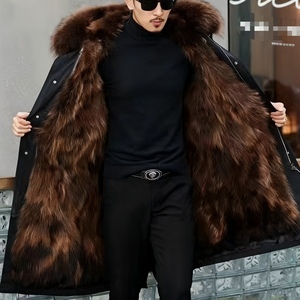 Nouvelle Arrivée Hiver Manteau Doudoune <span class=keywords><strong>Homme</strong></span> Mi-long avec Doublure Amovible en Fausse Fourrure de Vison Sehe Fashion - Product Image 4