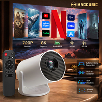 Proyector Portátil de Tiro Corto 720P con Decodificación 8K para HY300 Pro 290 ANSI Android 14, Corrección Trapezoidal Automática, WiFi 6, BT5.4 Integrado