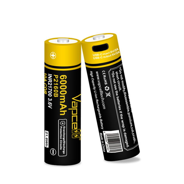 Type-C Fast Charging Port  21700 Lithium ion Battery INR21700 6000mAh 3.6V Li-ion Battery