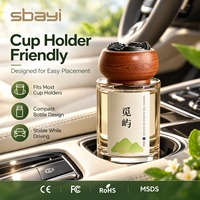 Diffuseur d'arômes pour voiture en verre et bois de Sapele, parfum naturel liquide premium 160 ml, pour porte-gobelet de voiture, pour l'intérieur de la voiture