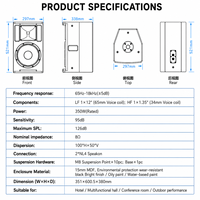 Haut-parleur professionnel KS12 12 pouces 2 voies pleine gamme 350 watts passif pour système de sonorisation