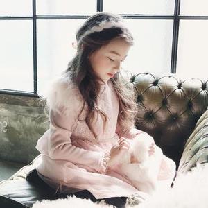 Vestido de Fiesta para Niña, Estilo Princesa, con Plumas, Color Rosa Sólido, Elegante - Product Image 3