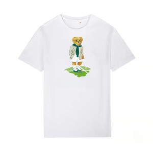 T-shirt décontracté style européen et américain pour <span class=keywords><strong>femme</strong></span>, 180 grammes, col rond, imprimé ours, fermeture en coton, haute résistance - Product Image 4