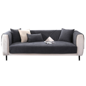 Copridivano in ciniglia universale <span class=keywords><strong>per</strong></span> quattro stagioni, moderno, semplice, grigio, antiscivolo, con cuscino, di lusso leggero. - Product Image 5