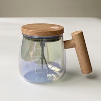 Tasse à café électrique à haute teneur en borosilicate, poignée de stockage en bois pour mélangeur de poudre de protéines de lait de jus