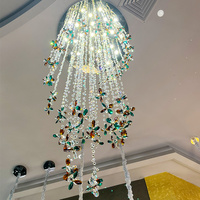 Lustre moderne en cristal en forme de branche de fleur, décoration de salon, luminaire artistique créatif unique pour plafond