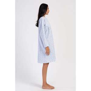 Chemise de nuit en coton à manches longues pour femme Mesta, vêtements de nuit classiques et doux, bleu - Product Image 5