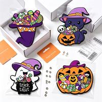 Ensemble de broches émaillées Halloween : Fantôme noir, Citrouille, Bonbons, Chapeau de sorcière. Broche en métal moulé, badge, cadeau de fête pour le déguisement ou comme cadeau.