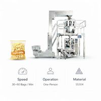Machine d'emballage verticale VFFS à haute efficacité, entièrement automatique, avec peseuse multi-têtes pour arachides, maïs soufflé, riz, noix et bonbons