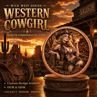 Pièce commémorative en cuivre fin 999, 1 once, avec relief 3D, thème Cowgirl Wild West Saloon Rodeo Mesa, colorée, de collection, pièce de défi, objet de décoration, cadeau