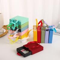 Boîte à bijoux colorée à tiroir carré pour bague collier stockage emballage cadeau portable-vente en gros