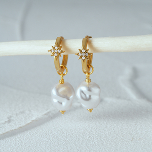 Aretes Colgantes de Perlas de Plata de Ley 925 Chapados en Oro de 18K de Moda CANNER, Circonita 5A de Grado AAAAA, Regalos para Mujeres - Product Image 2