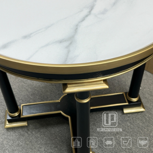 Supply Marble <b>Round</b> Corner <b>Table</b> Black and <b>Gold</b> Solid Wood Construction Coffee <b>Table</b> Italian Style Living Room Coffee <b>Table</b> Marb - Product Image 2