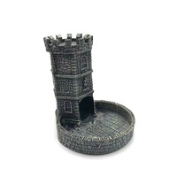 Aksesoris RPG Gaya Retro Menara Dadu Resin Kastil untuk Dungeons and Dragons