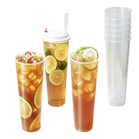 Lides 1000ml hoge, slanke PP beker, verdikte harde plastic wegwerp beker, aangepaste logo voor bubble tea & fruitdrank verpakkingen