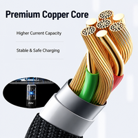 Cable USB C de Carga Súper Rápida de 240W, Conector Transparente, Cable Trenzado de Nailon con Doble Tipo C e Indicador LED para iPhone y Samsung
