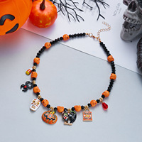 Halloween Fruit Pompoen Hanger Ketting Legering Cartoon Sleutelbeenketting Eigenzinnige Nieuwigheid Feestsieraden met spinnenthema