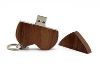 Logotipo personalizado Caja de madera Forma de corazón 2,0 3,0 64GB 2GB 32GB 16GB 4GB 8GB Unidad de memoria flash Pendrive Pen Drive para regalo de boda