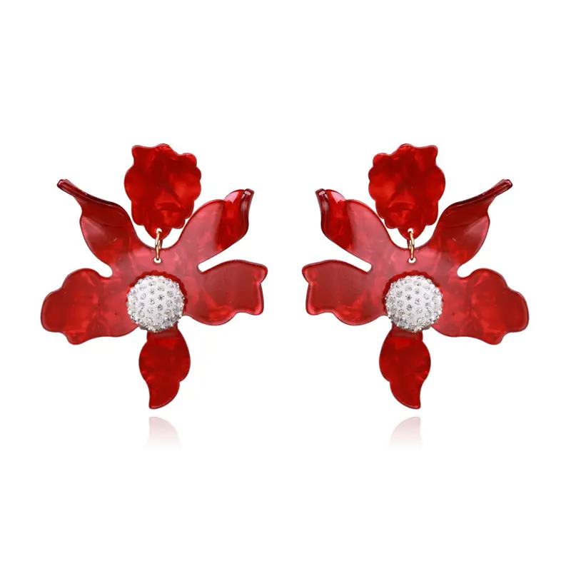 2023 Acrylic Large Flower Earrings Resin Dangling Dangle Earrings Handmade Flower Earrings Fairy Ear Jewelry