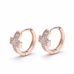 Cross <b>Cuff</b> <b>Earrings</b> Gold <b>Silver</b> Rose Gold Micro Pave Zinc Alloy Party Fashion Jewelry - Product Image 3