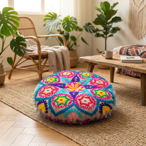 100% coton coussin de méditation nouveau circulaire Zafu oreiller brodé yogique rempli Polyester coton pour la maison hôtel usage non tissé - Product Image 3