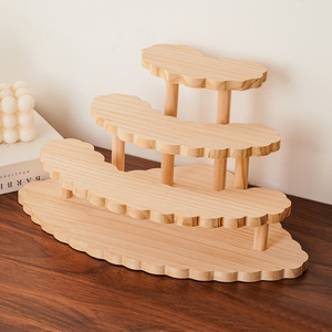 Solid wood tiered display rack, wooden <b>desktop</b> storage rack, display <b>shelf</b> for figurines, toys, cosmetics, and succulents. - Product Image 2