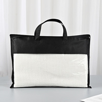Sac fourre-tout réutilisable en tissu non tissé avec logo personnalisé, fenêtre transparente pour le rangement des oreillers, luxe