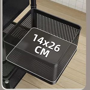 5-Layer Practical Kitchen Storage <b>Trolley</b> Carbon Steel Square Shelf Rotating <b>Wheel</b> Holders Racks Standing Type Installation - Product Image 3