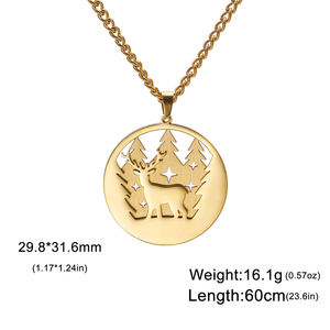 Myshape Collier de Noël pour femmes Flocon de neige Renne Animal <span class=keywords><strong>Loup</strong></span> Ours Charm Bijoux en acier inoxydable - Product Image 6