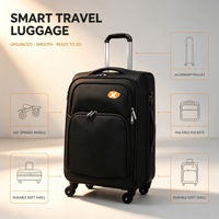Valise à roulettes légère en tissu Oxford, poches multiples à fermeture éclair sur le devant, serrure TSA, roues pivotantes, bagages pour voyages d'affaires